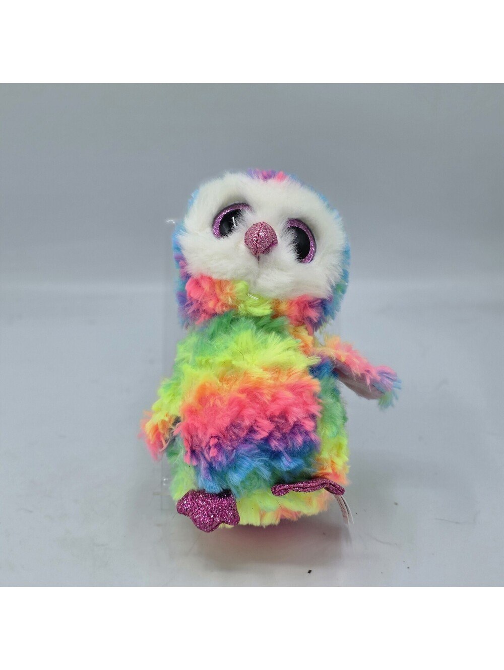 Ty Owen The Rainbow Owl Beanie Plush Glitter Eyes / Sparkly Nose & Claws